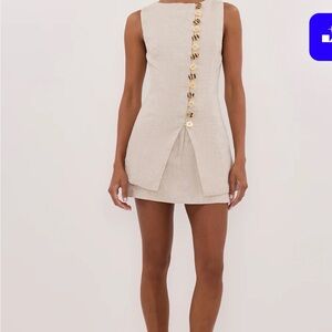 DISSH Baylee Natural Sleeveless Linen Top Size 12